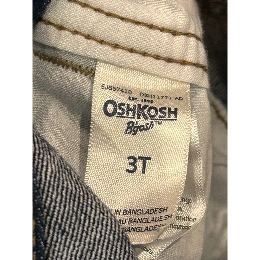 OshKosh B'gosh 3T Toddler Denim Blue overall Red Plaid Lined‎ Pocket Holiday